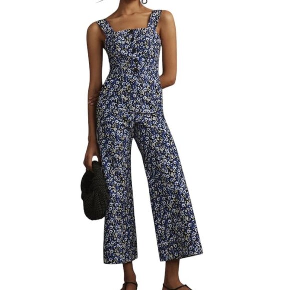 Anthropologie Maeve The Portside Button Front Floral Wide Leg Jumpsuit, Size 4 - Picture 1 of 10